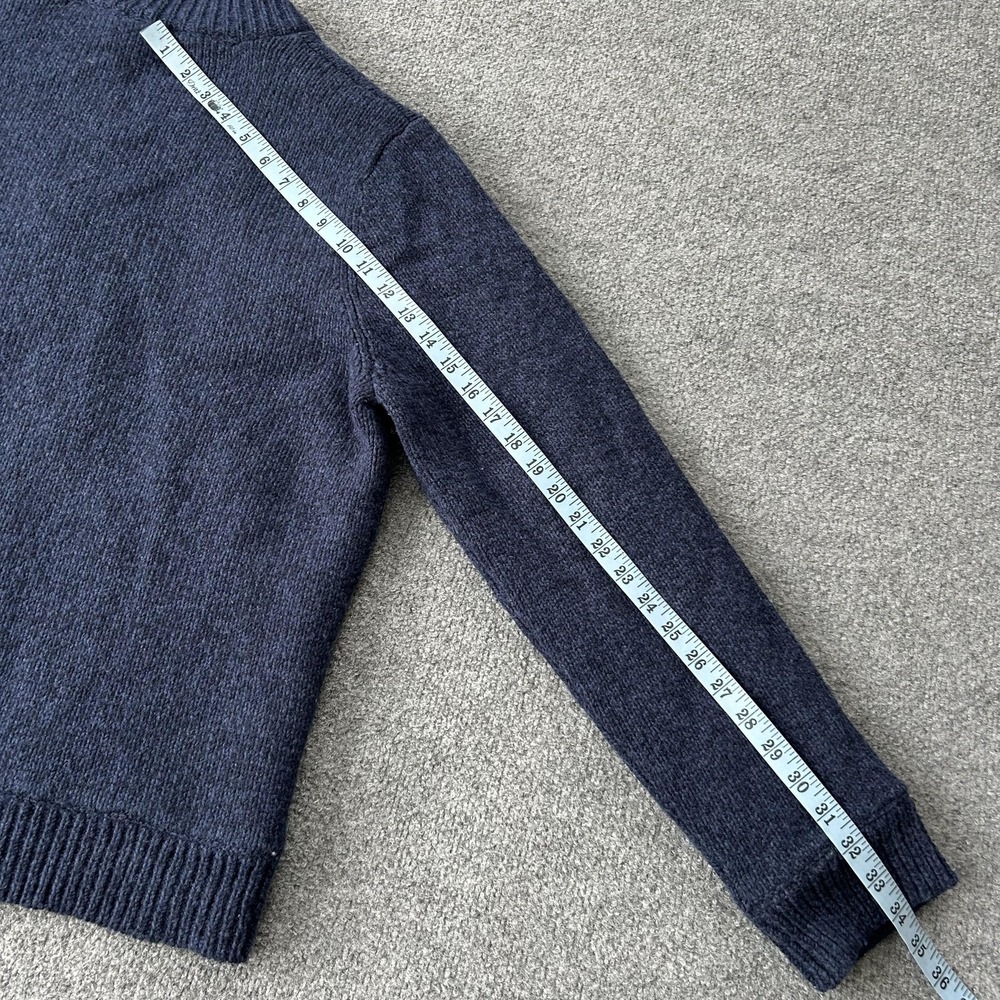 LL Bean Sweater Jacket Mens Large Blue Lambswool Full Zip Plaid Lined Cardigan - Picture 10 of 13